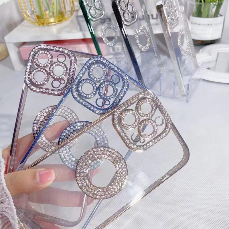 "Glittrande strass iPhone-fodral för kvinnor, skimrande design med konstgjorda diamanter, skyddande TPU-material."