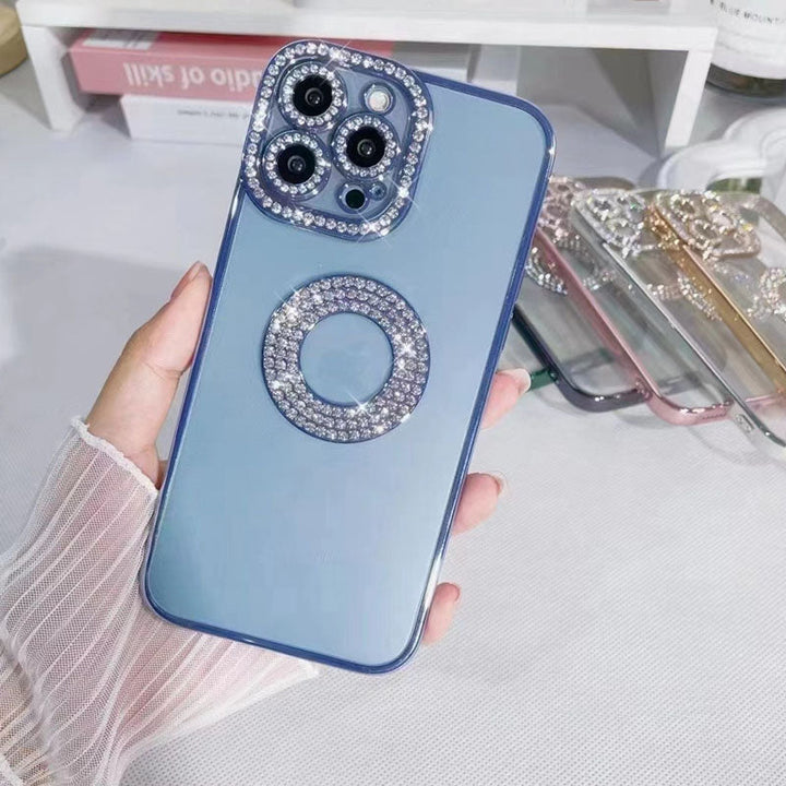 "Glittrande strass iPhone-fodral för kvinnor, skimrande design med konstgjorda diamanter, skyddande TPU-material."