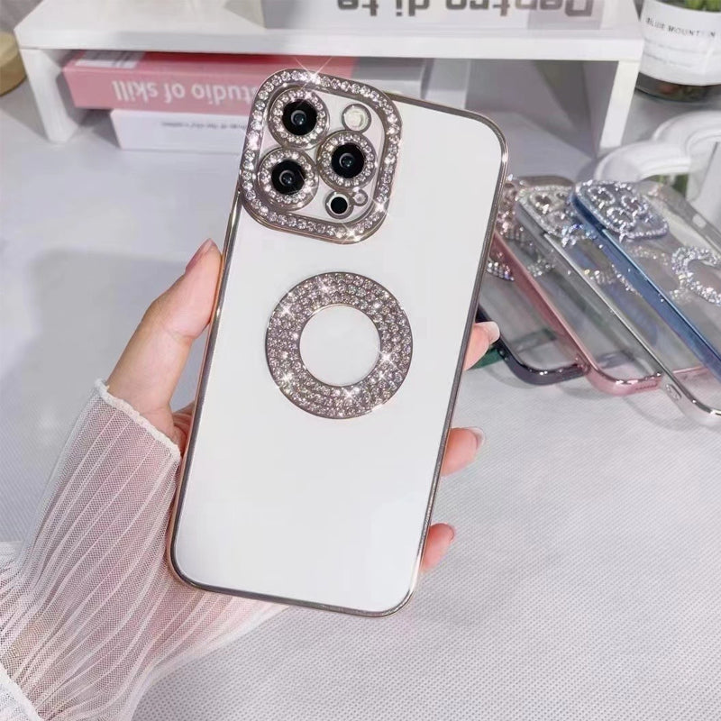 "Glittrande strass iPhone-fodral för kvinnor, skimrande design med konstgjorda diamanter, skyddande TPU-material."