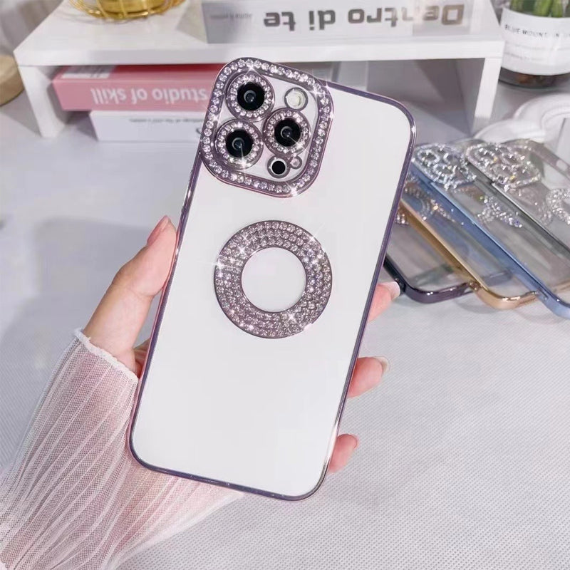 "Glittrande strass iPhone-fodral för kvinnor, skimrande design med konstgjorda diamanter, skyddande TPU-material."