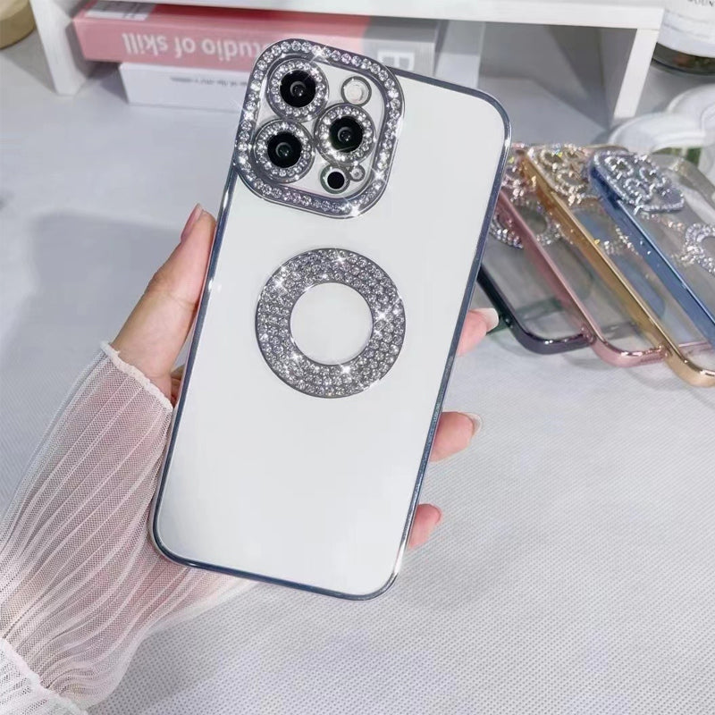 "Glittrande strass iPhone-fodral för kvinnor, skimrande design med konstgjorda diamanter, skyddande TPU-material."