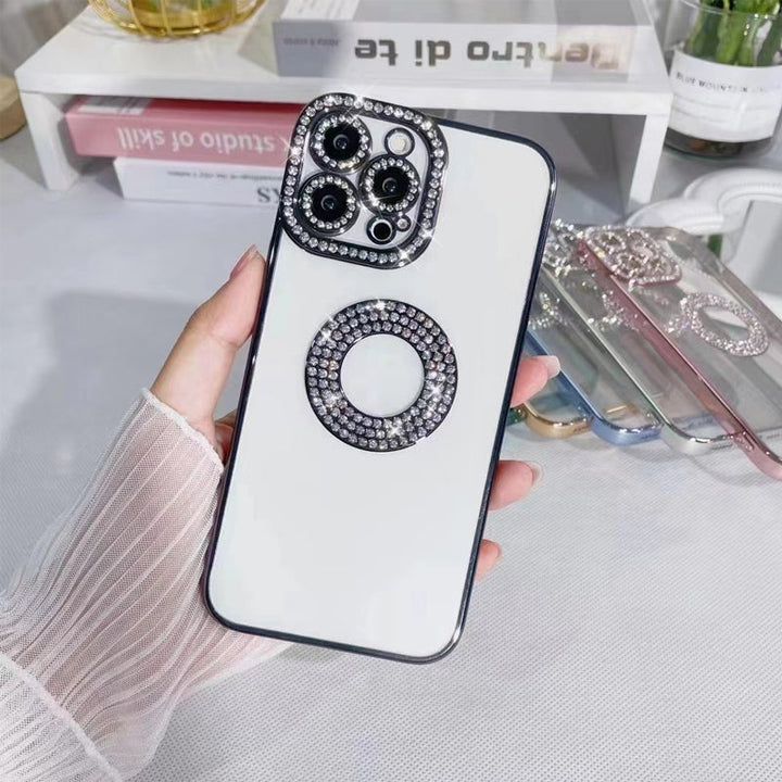"Glittrande strass iPhone-fodral för kvinnor, skimrande design med konstgjorda diamanter, skyddande TPU-material."