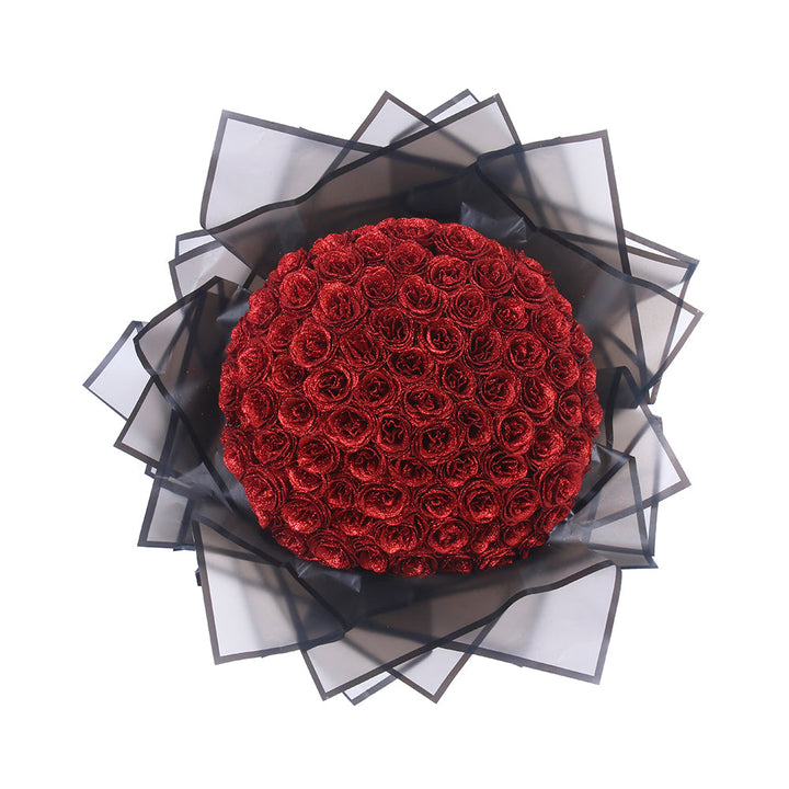 Elegant glitterrosbukett, hållbar hemdekoration som ger romantisk känsla. Eviga blommor, perfekt gåva.
