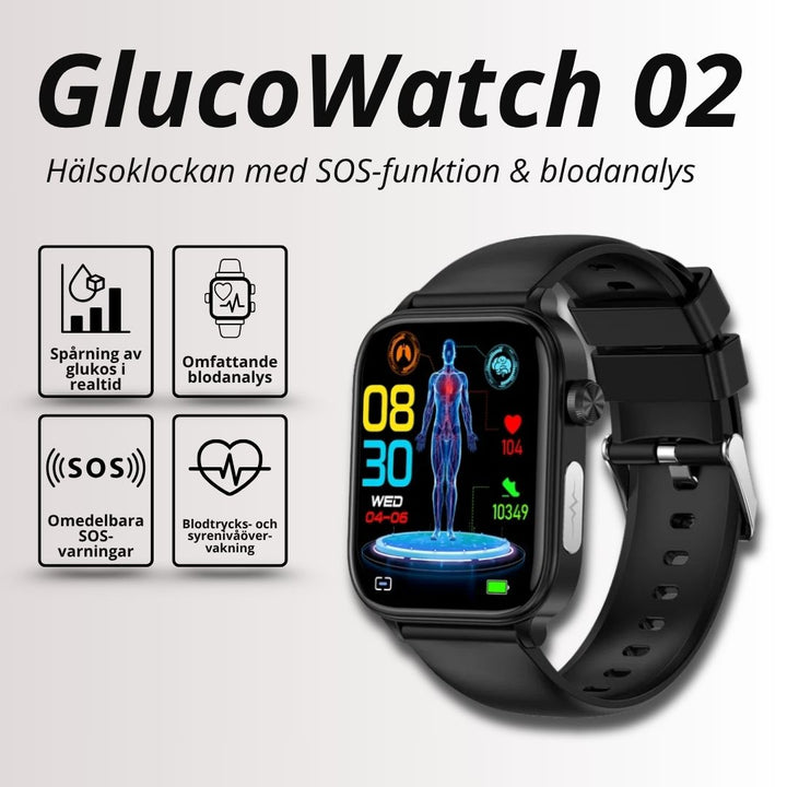 Säkerhetsklocka GlucoWatch 02, med GPS och nödfunktion, ger trygghet för användaren.