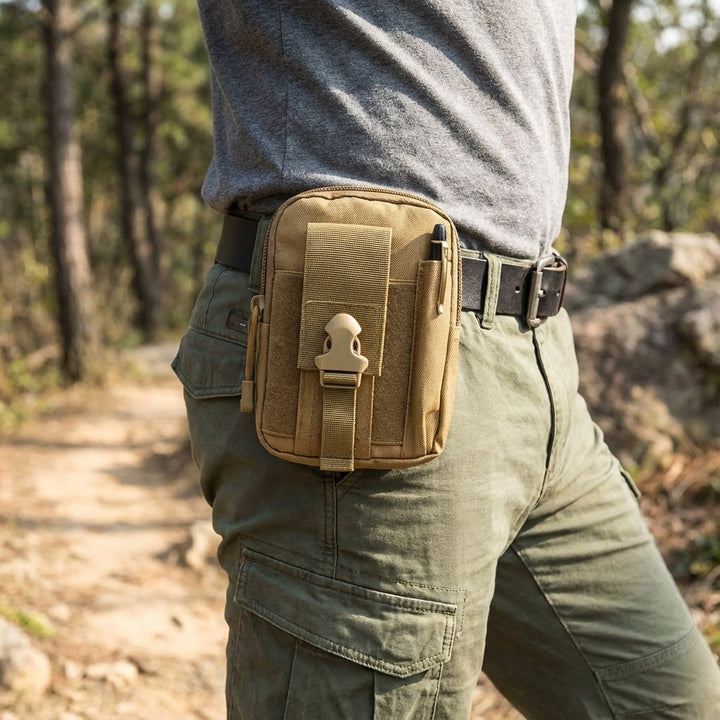 Grön CarryCore taktisk MOLLE-ficka för utomhusbruk, perfekt för vandring och äventyr.