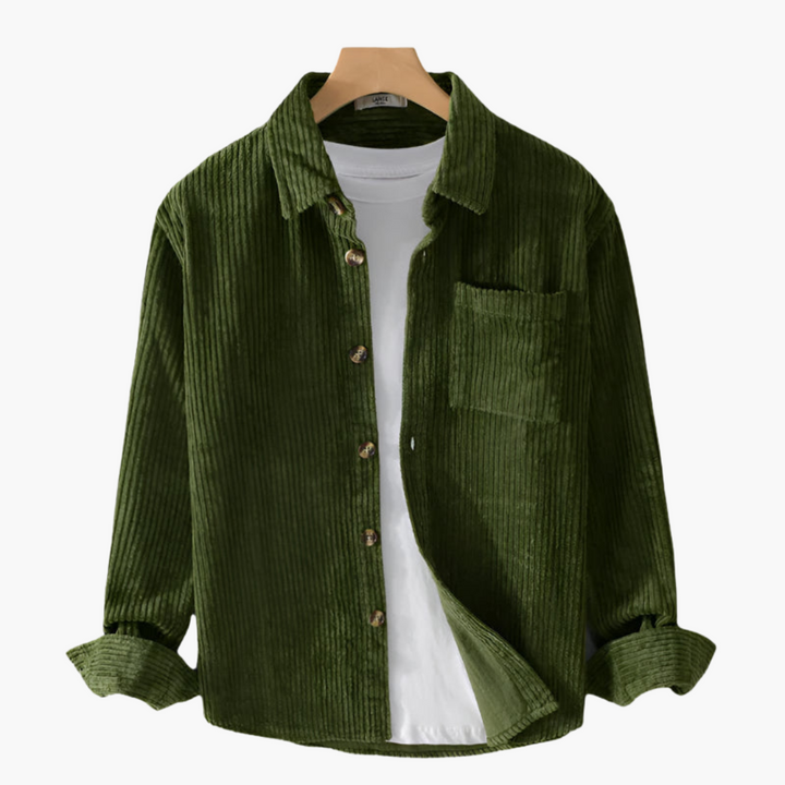 Grön oversized herrskjorta overshirt i casual stil. Perfekt för lager-på-lager och bekvämt herrmode.