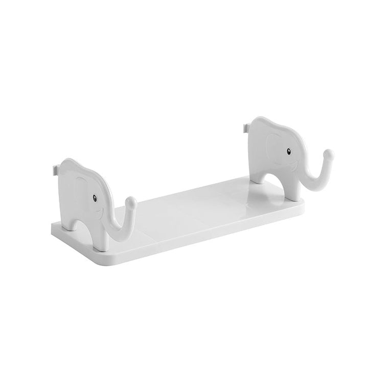 "Grå elefantformad hylla i plast, enkel och stilren, för väggförvaring och dekoration i hemmet, 32.5x20x11.5 cm."