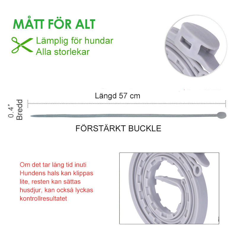 Grå justerbar lopp- och fästkrage för hundar, bekvämt skydd mot parasiter, smälter in med alla pälsfärger.