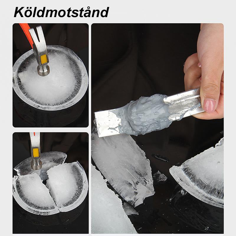 "Grå och gul metall reparationsgel för hög temperatur, 60g set för DIY-projekt; ger hållbar, jämn finish."