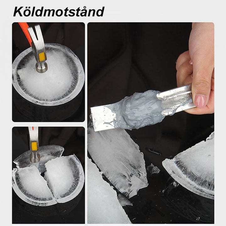 "Grå och gul metall reparationsgel för hög temperatur, 60g set för DIY-projekt; ger hållbar, jämn finish."