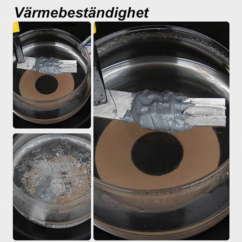 "Grå och gul metall reparationsgel för hög temperatur, 60g set för DIY-projekt; ger hållbar, jämn finish."