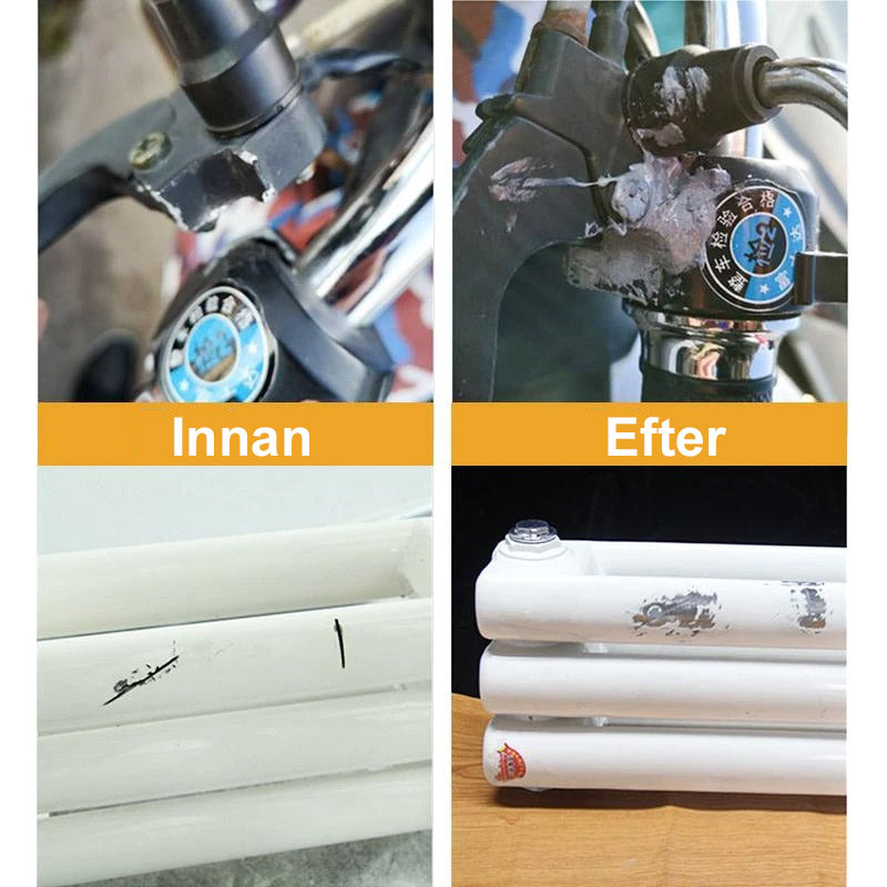 "Grå och gul metall reparationsgel för hög temperatur, 60g set för DIY-projekt; ger hållbar, jämn finish."