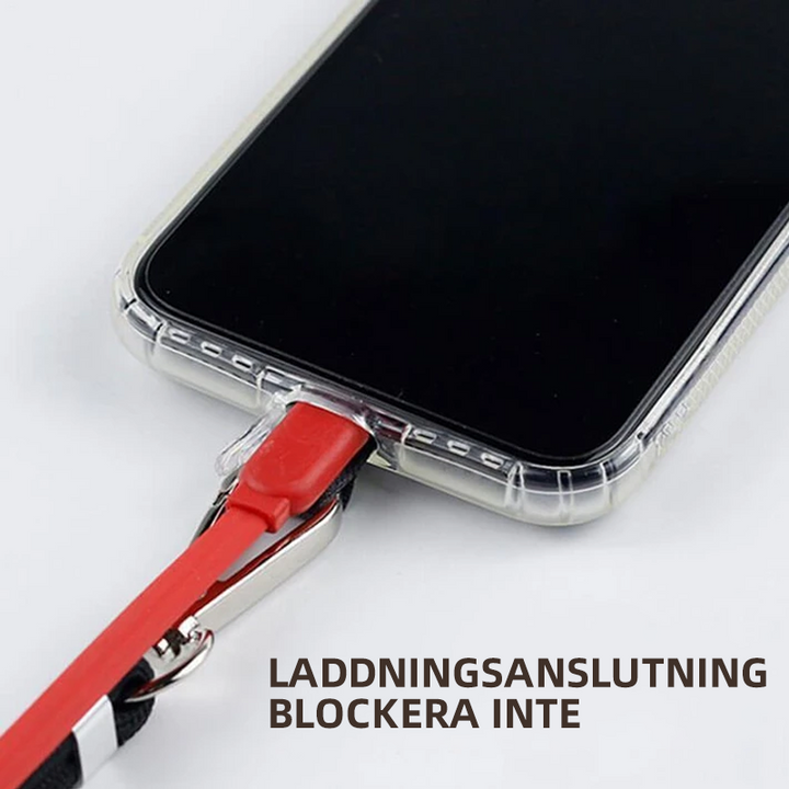 "Grön crossbody telefonband av nylon med metallspänne; justerbart för olika bärsätt, passar alla mobiler i damaccessoarer."