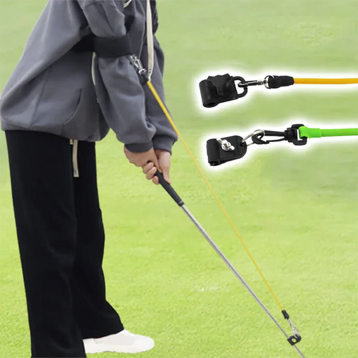 "Grön golfträningshjälp, latexmaterial. Förbättra sving och putting. Perfekt för nybörjare och erfarna golfare."