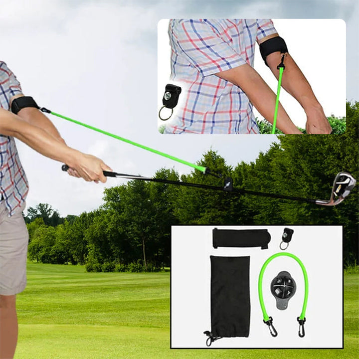 "Grön golfträningshjälp, latexmaterial. Förbättra sving och putting. Perfekt för nybörjare och erfarna golfare."