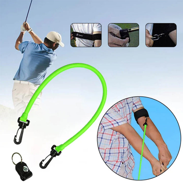 "Grön golfträningshjälp, latexmaterial. Förbättra sving och putting. Perfekt för nybörjare och erfarna golfare."