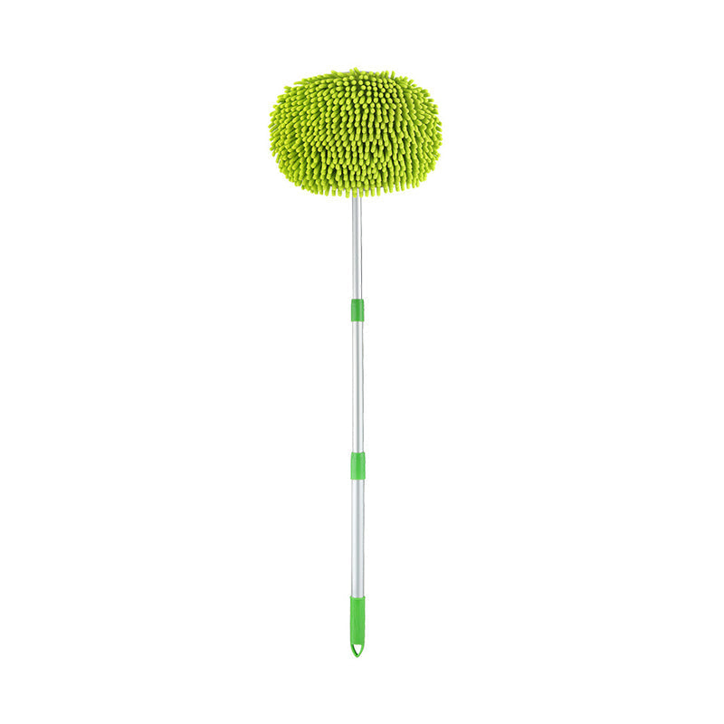 "Grön mikrofiber biltvättmopp med teleskopiskt handtag, justerbar längd för enkel bilrengöring, multifunktionell användning."
