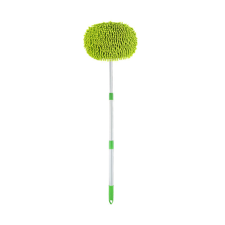 "Grön mikrofiber biltvättmopp med teleskopiskt handtag, justerbar längd för enkel bilrengöring, multifunktionell användning."