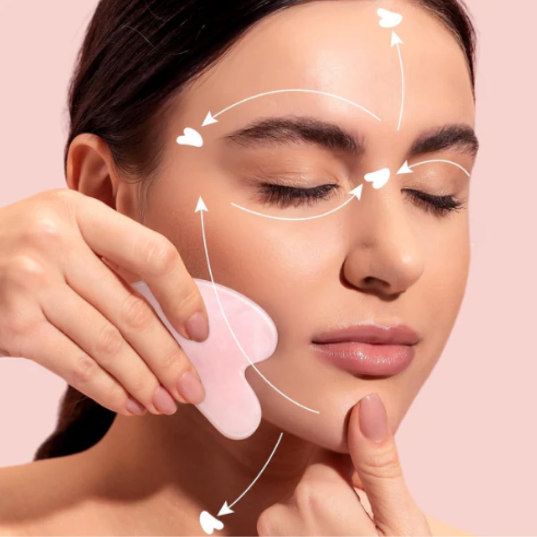 Naturligt Gua Sha skönhetsverktyg för ansiktet. Främjar anti-age, massage och ger en strålande hud.