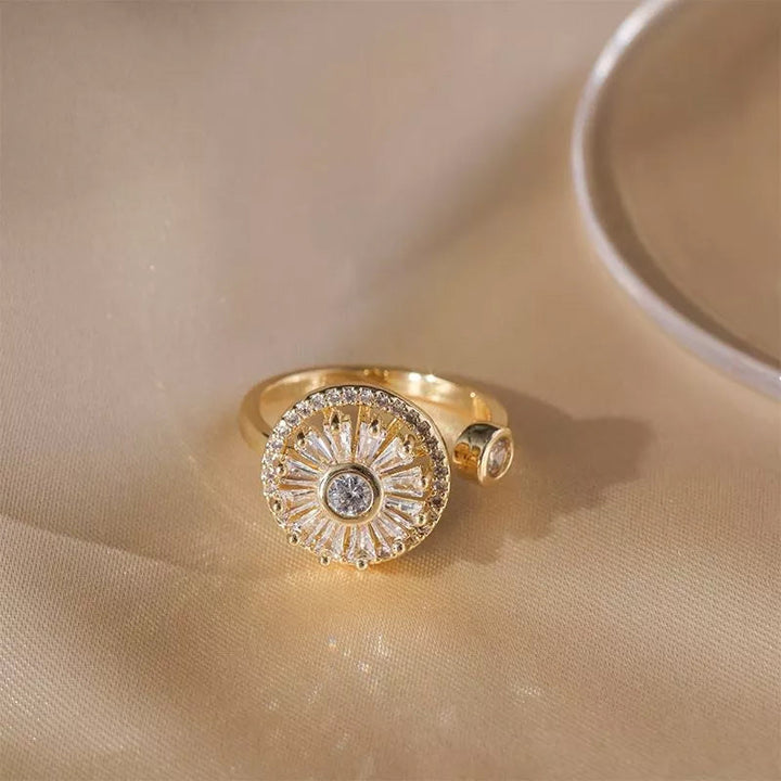 Guldfärgad justerbar zirkonring för kvinnor, elegant alliansdesign, gnistrar vackert, perfekt för alla tillfällen.