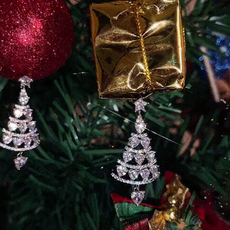 Guldsilver julgransörhängen för damer, glittrande guldpaljetter, detaljerad design, festligt modetillbehör.