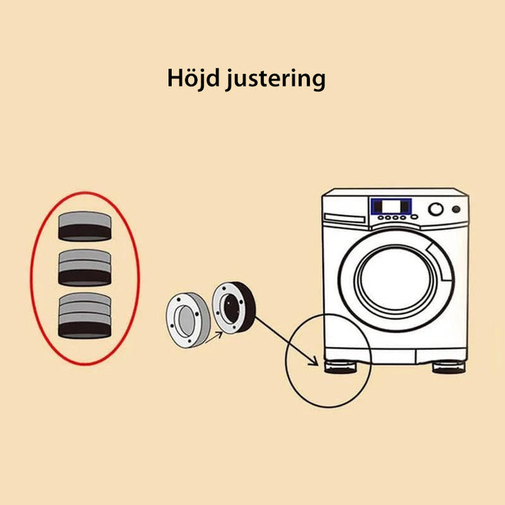 "Gummifötter för tvättmaskin, dämpa ljud och vibrationer, blå och grå färg, hållbara, enkel installation."