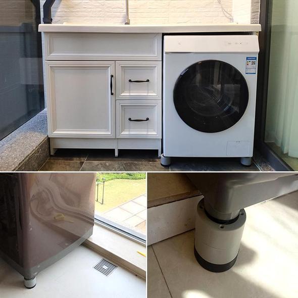 "Gummifötter för tvättmaskin, dämpa ljud och vibrationer, blå och grå färg, hållbara, enkel installation."