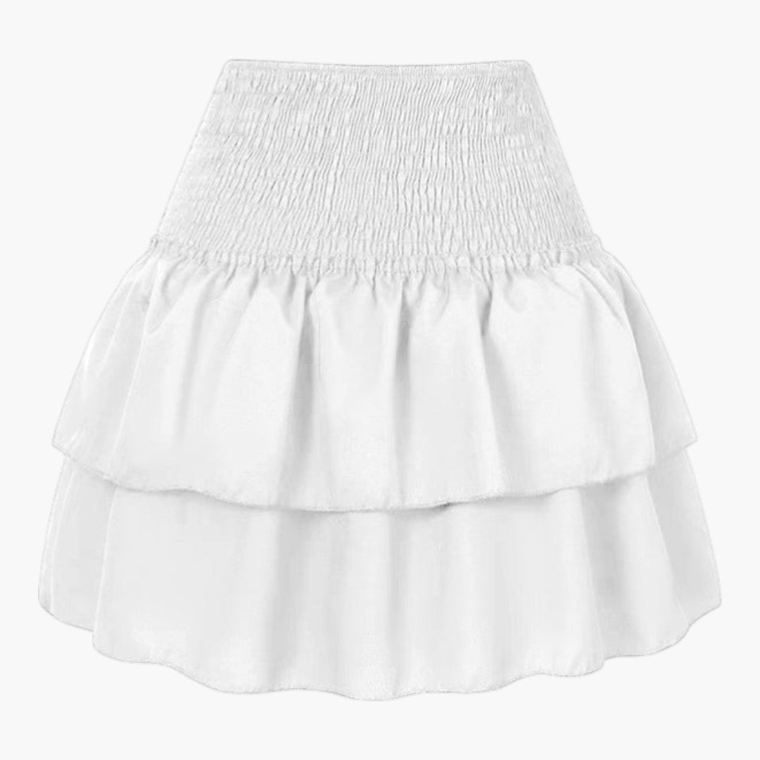 Chic volangminikjol för kvinnor, hög midja, perfekt sommarkjol med lekfulla volanger.