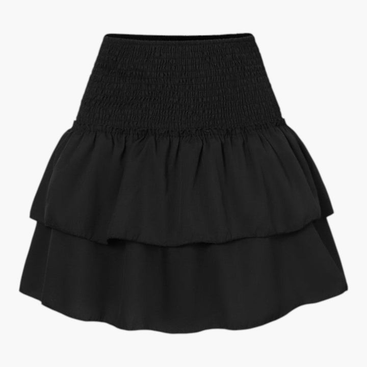 Trendig damkjol: Högmidjad volangminikjol, a-linje, bekväm och elegant för alla tillfällen.