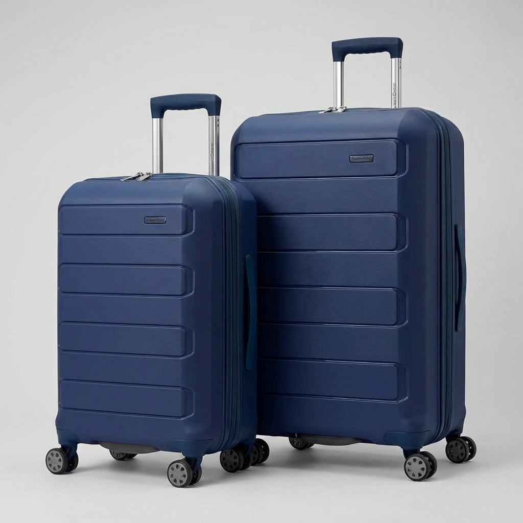 Säker resväska med hårt skal och lättrullande spinnerhjul. Skyddar ditt bagage effektivt.