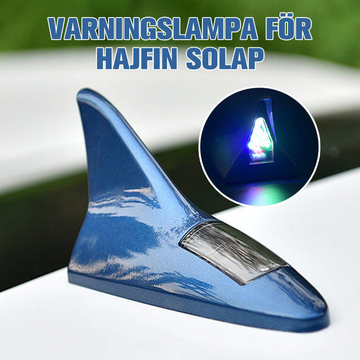 "Hajfena solar varningsljus för bil, LED och solcellsdriven, elegant hajfensdesign, förbättrar stil och säkerhet."