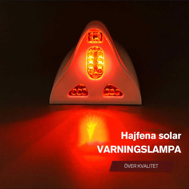 "Hajfena solar varningsljus för bil, LED och solcellsdriven, elegant hajfensdesign, förbättrar stil och säkerhet."