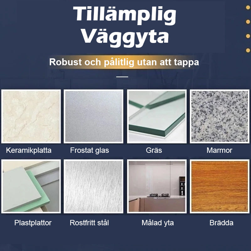 "Hålfri väggkrok, genomskinlig PC plast, tidlös design, enkel upphängning utan borrning, idealisk för kök och badrum."