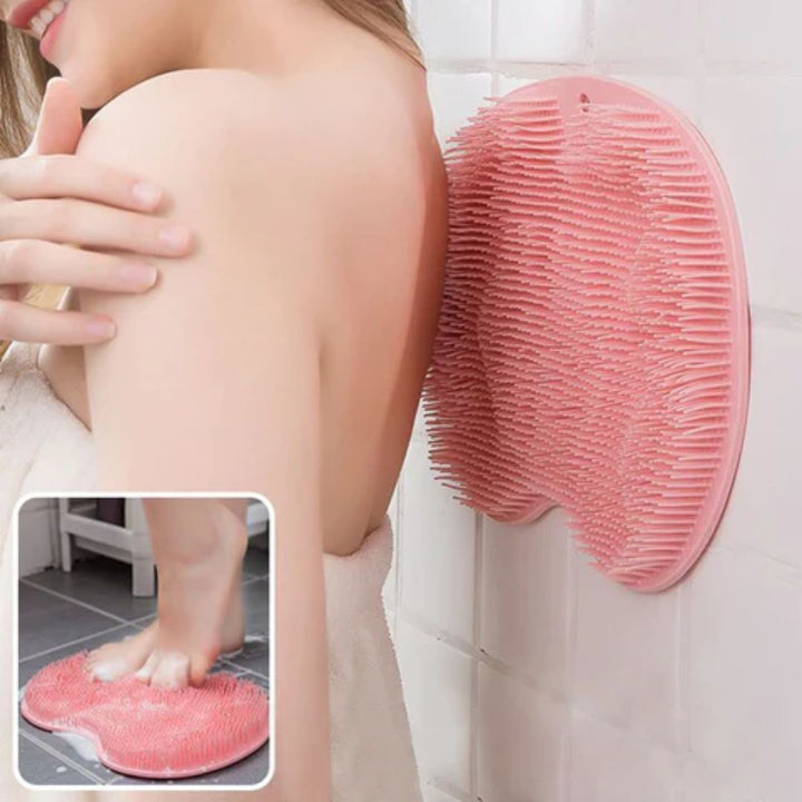 Silikonskrubbmatta för hygienisk fotvård & kroppsmassage i duschen, halkfri design.