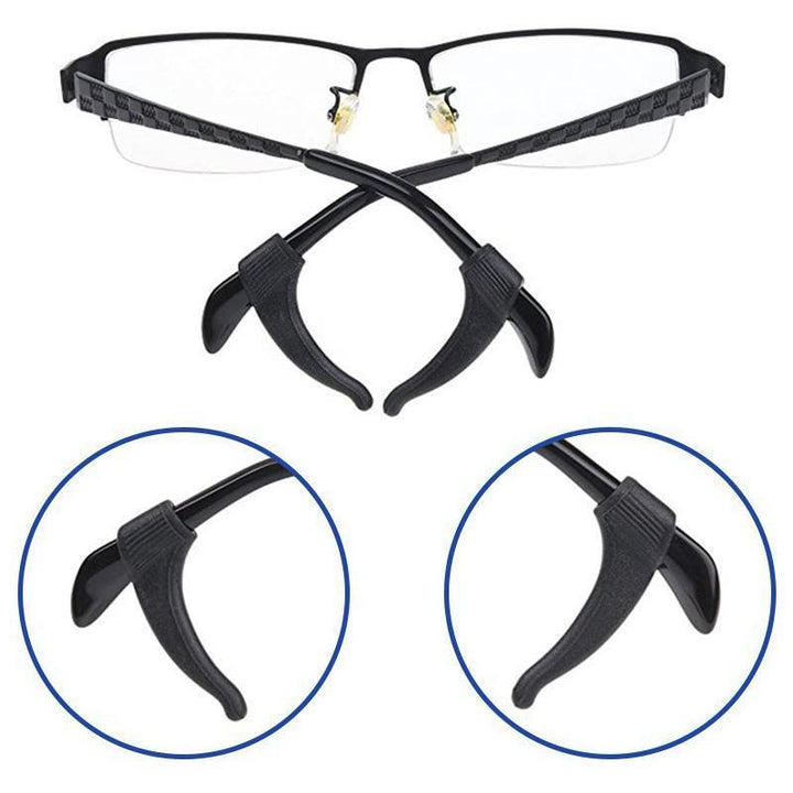 "Halkfria glasögonhållare för sport, beige silikon, diskret och ergonomisk design för säker daglig användning."