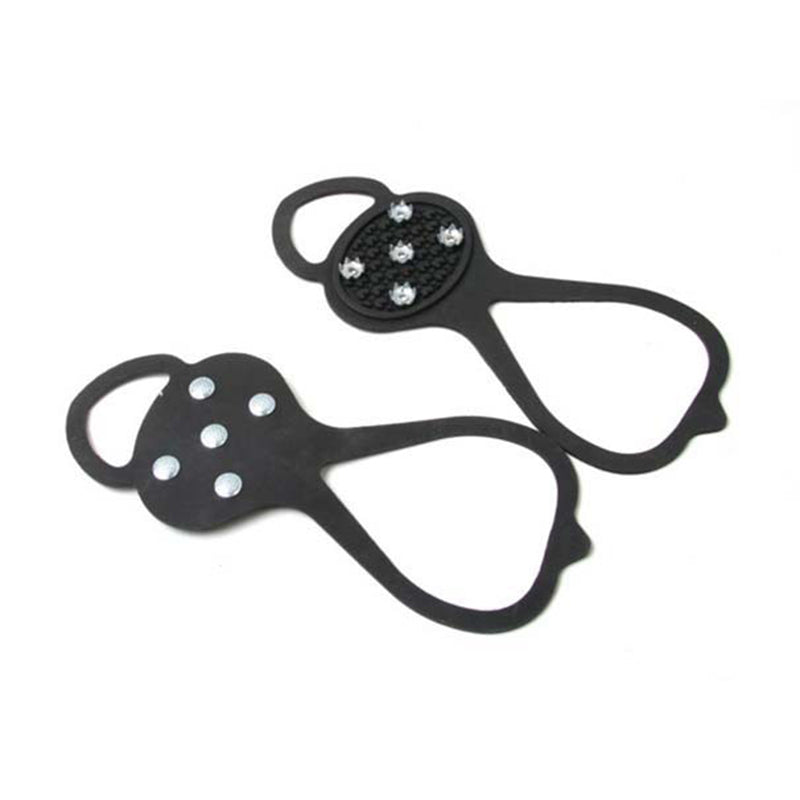 "Halkfria silikon skoskydd, unisex, svart, robusta stålpinnar för isigt underlag, designade för säker vintergång."