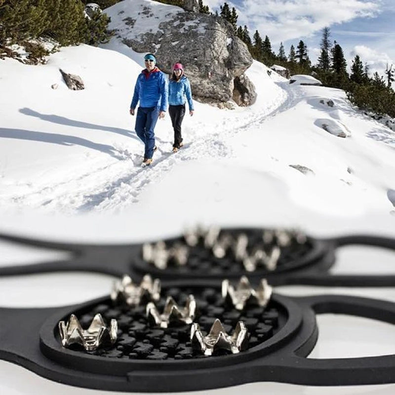 "Halkfria silikon skoskydd, unisex, svart, robusta stålpinnar för isigt underlag, designade för säker vintergång."