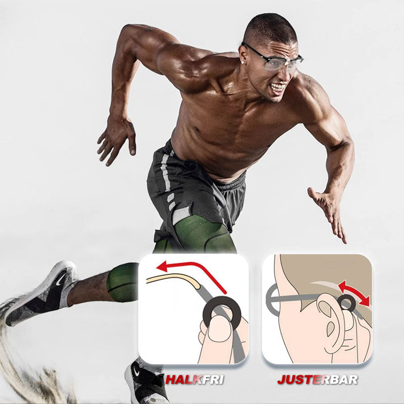 "Halkskydd för glasögon i mjukt silikon, olika färger, ergonomiskt designade för bekväm och säker passform."