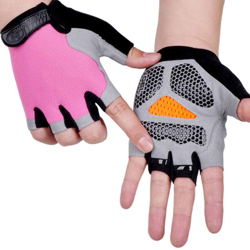 "Halkskydd halvfinger cykelhandskar unisex, högelastiska med gel-stötdämpning, svart och rött för optimal komfort."
