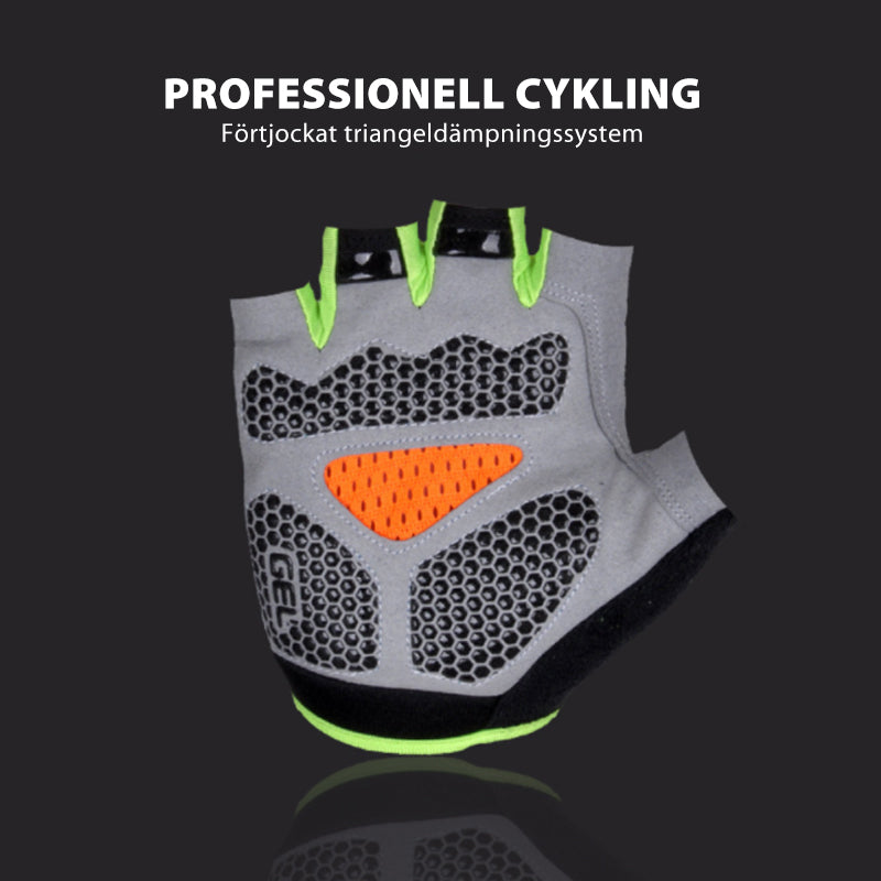 "Halkskydd halvfinger cykelhandskar unisex, högelastiska med gel-stötdämpning, svart och rött för optimal komfort."
