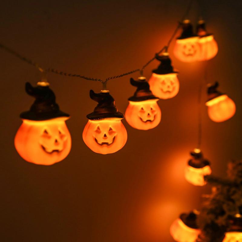 "Halloween pumpa ljusslinga med häxmössor, utomhusbelysning. Sprider mystiskt sken, fjärrstyrd och vattentät."