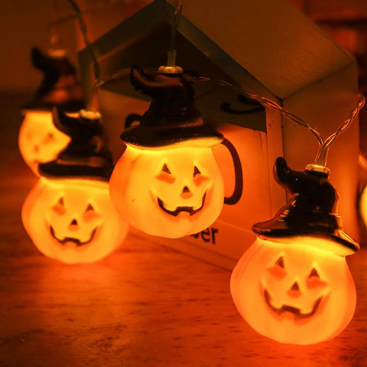 "Halloween pumpa ljusslinga med häxmössor, utomhusbelysning. Sprider mystiskt sken, fjärrstyrd och vattentät."