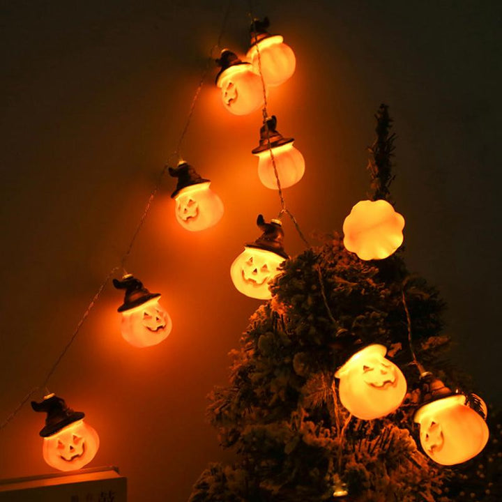 "Halloween pumpa ljusslinga med häxmössor, utomhusbelysning. Sprider mystiskt sken, fjärrstyrd och vattentät."