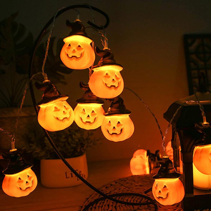 "Halloween pumpa ljusslinga med häxmössor, utomhusbelysning. Sprider mystiskt sken, fjärrstyrd och vattentät."