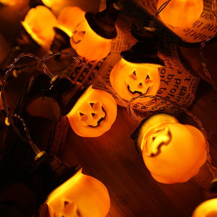 "Halloween pumpa ljusslinga med häxmössor, utomhusbelysning. Sprider mystiskt sken, fjärrstyrd och vattentät."