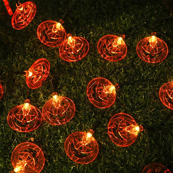 "Halloween pumpa stränglampor för stämningsfull utomhus- och inomhusbelysning, formbara, IP44 vattentät, 2 ljuslägen."