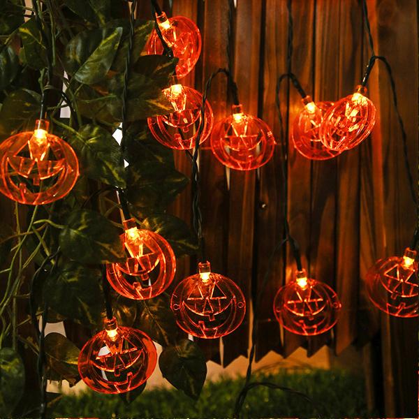 "Halloween pumpa stränglampor för stämningsfull utomhus- och inomhusbelysning, formbara, IP44 vattentät, 2 ljuslägen."