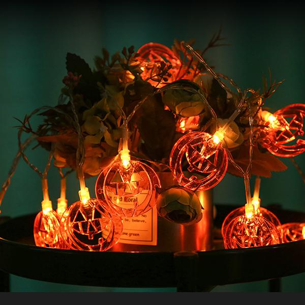 "Halloween pumpa stränglampor för stämningsfull utomhus- och inomhusbelysning, formbara, IP44 vattentät, 2 ljuslägen."