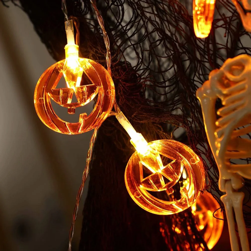 "Halloween pumpa stränglampor för stämningsfull utomhus- och inomhusbelysning, formbara, IP44 vattentät, 2 ljuslägen."