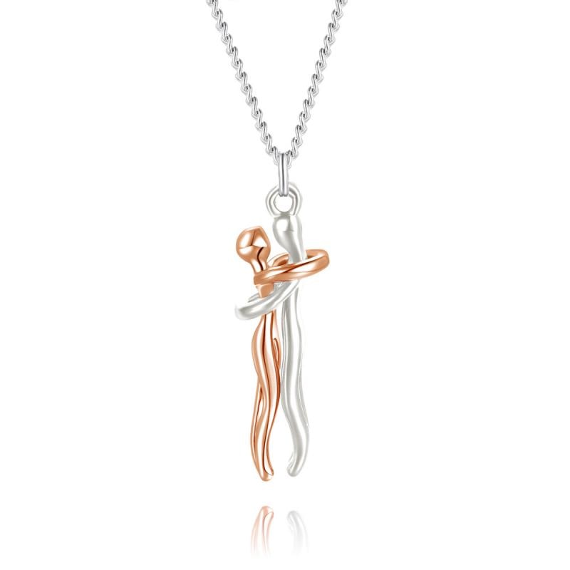 Stilrent damhalsband med kramande figurer, en perfekt accessoar som uttrycker kärlek.